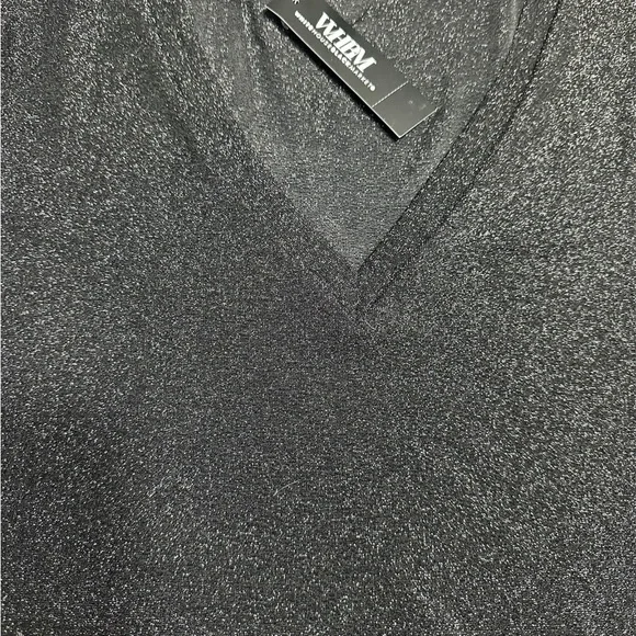 White House Black Market Black Long Sleeve Sparkle Knit Top - Picture 6 of 8